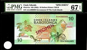 NbN 10 h 1992 SPECIMEN PMG 67 EPQ UNC sbN # 8s S/N AAA000000