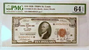1929 $10 FRBN ZgCX FR#1860-H PMG64 EPQ CHOICE UNC S#0942A pp J