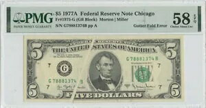 1977A $5 FRN K^[tH[hG[ 1975-G PMG CH Unc 58 EPQ