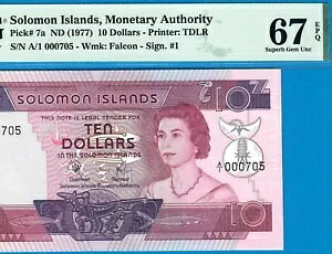 \-10 $-1977-A/1-LOW S/N 000705-P.7a **PMG 67 EPQ SUPERB GEM UNC**