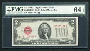 FRB 1504 1928-C $2 bhV[@ʉݕč PMG UNC-64EPQ
