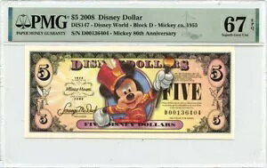 2008 $5 �f�B�Y�j�[ �h�� �~�b�L�[ 80th �A�j�[ DIS147 PMG Gem67 EPQ