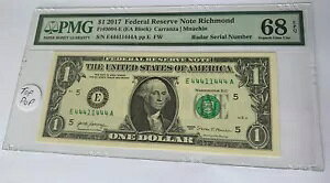 PMG-68 $1 2017 FRN ���b�`�����h �u���b�N EA ���[�_�[ �V���A���ԍ� E44411444A �g�b�v �|�b�v