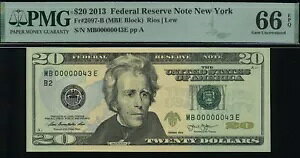 2013 $20 FRN MB00000043E P.M.G #66EPQ