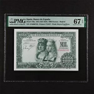 1957 XyC Banco de Espana 1000 Pesetas Pick#149a PMG 67 EPQ Superb Gem UNC