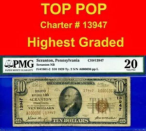 1929 $10 �i�V���i�� �o���N �y���V���o�j�A �X�N�����g�� CH# 13947 PMG 20 �g�b�v �|�b�v ���[ �V���A��