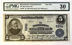 US 1902 $5 v[ obN }C[Y^E PA iVi Chtr#5241 FR 607 PMG 30 [Wm[g