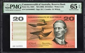 �I�[�X�g�����A 20 �h�� P41a R401 1966 �N�[���Y �E�B���\�� PMG65 �W�F�� UNC EPQ �q�X�g���b�N