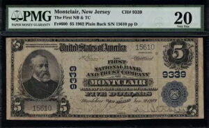 1902 $5 National - j[W[W[BgNA - v[obN - FR.600 `[^[ 9339 - PMG 20