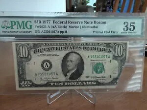$10 1977 FRN Boston Fr#2023 ܂ڃG[ PMG 35