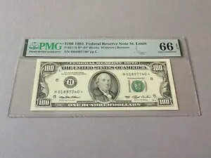US $100 FR 2174-H* -Star 1993 Fed Resv Note Saint Louis (H* Block) PMG 66 EPQ