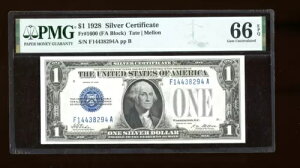 DBR 1928 $1 Vo[ t@j[obN WF Fr. 1600 FA ubN PMG 66 EPQ VA F14438294A