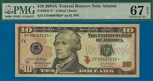 2004A $10 FRN Ag^ X^[ PMG 67EPQ 3Ԗڂ̍ō Fr 2309-F* VA 00007039*