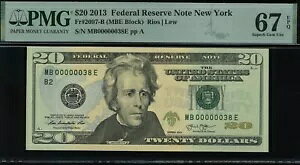 2013 $20 FRN MB00000038E P.M.G #67EPQ