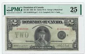 1923 DOC $2 Note DC-26l�AGr 4 �u���b�N �V�[�� Ser# X-055918 Cam/Cla PMG VF-25
