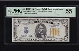 US 1934A $5 �k�A�t���J�b�� (KA �u���b�N) FR 2307 PMG 55 Ch AU (585)
