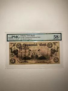Commercial Exchange Bank $5 1858 Indiana Terre Haute Choice �񗬒ʂɂ���