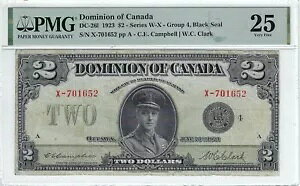 1923 �h�~�j�I�� �I�u �J�i�_ DC-26l $2 Cam/Cla SN X-701652 Bla Sl Gr 4 PMG VF-25