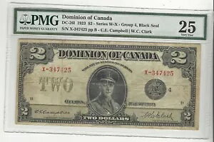 1923 h~jI Iu Ji_ DC-26l $2 Cam/Cla SN X 347425 Bla Sl Gr 4 PMG VF-25