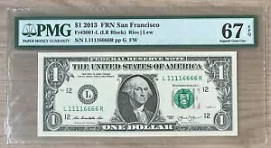$1 US 2013 �o�C�i���[ �N���b�h �_�u���m�[�g �t�@���V�[ �V���A���ԍ� 11116666 - PMG 67 EPQ