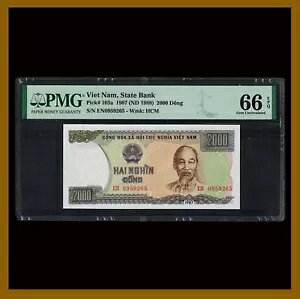 ベトナム 2000 (2,000) ドン、1987 (1988) P-103a 紙幣 PMG 66 EPQ