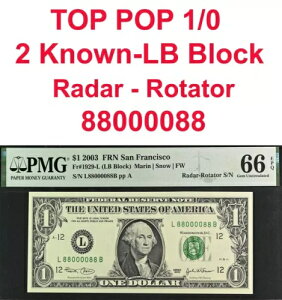 2003 $1 �t�F�f���� ���U�[�u �m�[�g PMG 66EPQ �g�b�v �|�b�v �ō������[�_�[ ���[�e�[�^�[ 88000088