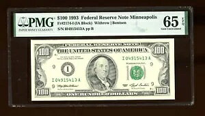 DBR 1993 $100 FRN ~lA|X WF Fr. 2174-I PMG 65 EPQ VA I04915413A