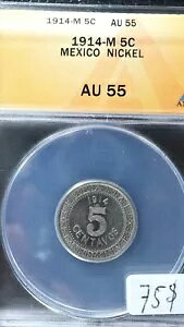 5 �Z���^�{ 1914 M ���L�V�R ANACS AU-55 KM#421 �j�b�P�� ���L�V�R