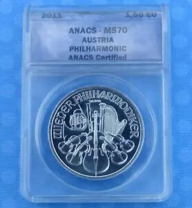 2011 ANACS MS 70 �I�[�X�g���A �t�B���n�[���j�[�ǌ��y�c 1�I���X .999 �V���o�[ 1,50 ���[�� �R�C���AMS 70