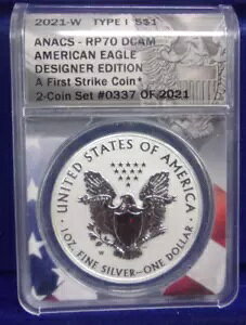 2021 S リバース プルーフ シルバー イーグル タイプ 1 デザイナー セット ファースト ストライク ANACS PR70