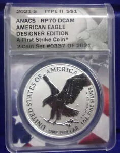 2021 S リバース プルーフ シルバー イーグル タイプ 2 デザイナー セット ファースト ストライク ANACS PR70