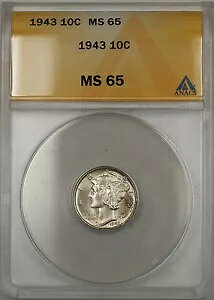 1943 �}�[�L�����[ �_�C�� 10C ANACS MS-65 (FSB �t�� �X�v���b�g �o���h 11 �Ɍ�����)