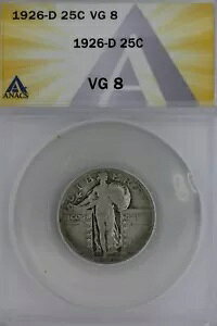 1926-D .25 ANACS VG 8 �X�^���f�B���O ���o�e�B �N�H�[�^�[�A���o�e�B 25 �Z���g