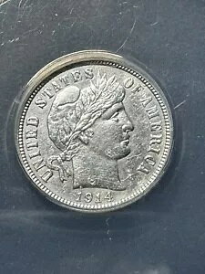 1914-d Barber Dime ANACS AU58 �ڍׁA�{���ɑf�G�ȃR�C���A��������