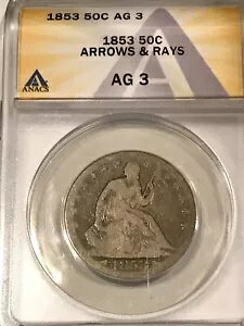 1853 A[Y & CY V[ebh oeB 0.50C AG 3 ANACS (224)