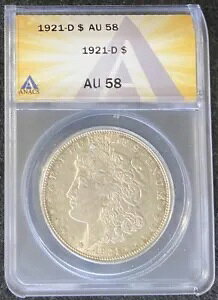 1921-D $1 ��N�̃��[�K�� �V���o�[ �_���[ ANACS AU 58 �̂݃V���[�Y�̃f���o�[������