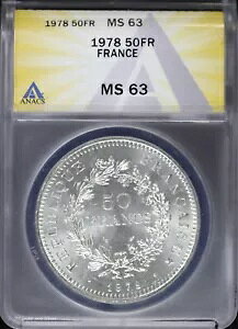 1978 50FR �t�����X 50 �t���� �w���N���X ANACS MS 63 |�񗬒�UNC