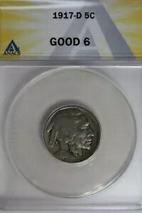 1917-D .05 ANACS G 6 �o�b�t�@���[ �j�b�P���A�C���f�B�A�� �j�b�P���A5 �Z���g �s�[�X