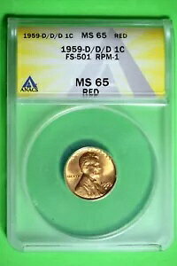 1959 D/D/D ANACS MS65 RD �����J�[���L�O�Z���^�[ #B27343