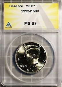 1992-P 50c Nbh W F PlfB n[t MS 67 ANACS # 7351659 + {[iX