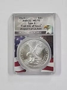 2021 Silver Eagle Type II ANACS MS70 s