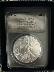 2020 ファースト ストライク アメリカン シルバー イーグル ASE 1オンス ファイン シルバー MS70 ANACS 認定