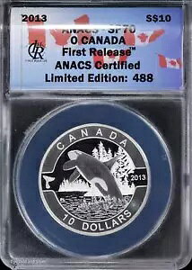 2013 �J�i�_ Orca $10 �V���o�[ �v���[�t �h�� ANACS SP 70 |�ŏ��̃����[�X |�uO�v�J�i�_