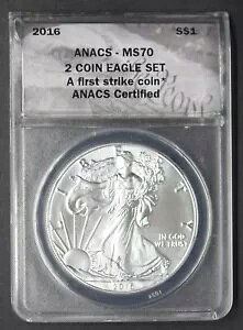 2016 �A�����J�� �V���o�[ �C�[�O�� ANACS MS70 �t�@�[�X�g �X�g���C�N 2 �R�C�� �C�[�O�� �Z�b�g - COINGIANTS
