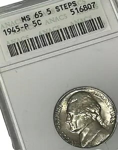 1945-P Vo[ WFt@[\ jbP 5c RC KM 192a  ANACS MS65 - 5 Xebv