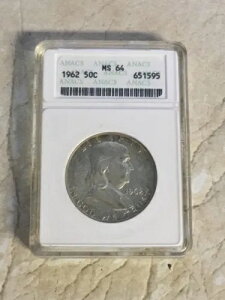1952 50C フランクリン ハーフダラー ANACS グレード MS 64 リム トナー - 米国銀貨