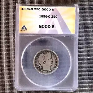 1896-o Barber Quarter ANACS G 6 �V���[�Y�̃x�^�[�f�C�g / �~���g�}�[�N - �č��R�C��