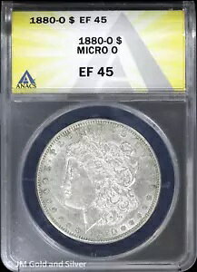 1880-O $1 �����K�� �V���o�[ �_���[ ANACS EF 45 |�}�C�N���I�[XF