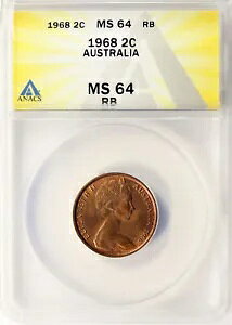 1968 �I�[�X�g�����A 2c �c�[ �Z���g ANACS MS64 RB �N�C�[�� �G���U�x�X 2 �� / ���U�[�h