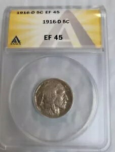 1916-D 5c �o�b�t�@���[ �j�b�P�� ANACS EF+ 45 B840
